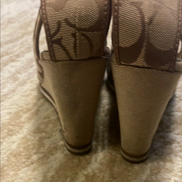 Coach Brown Peep-Toe Wedge Heels - Picture 3 of 4